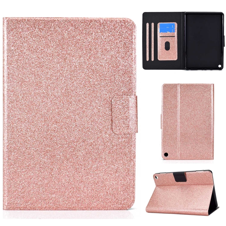 

For Amazon Fire Max 11 2023 Glitter Powder Smart Leather Tablet Case(Rose Gold)