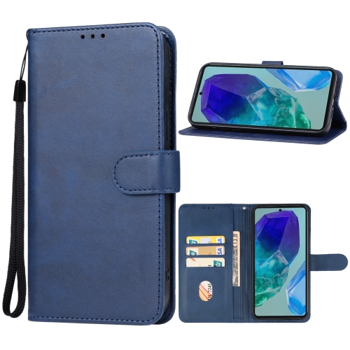 

For Samsung Galaxy M55 Leather Phone Case(Blue)