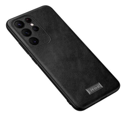

For Samsung Galaxy S23 Ultra 5G SULADA Shockproof TPU + Handmade Leather Phone Case(Black)