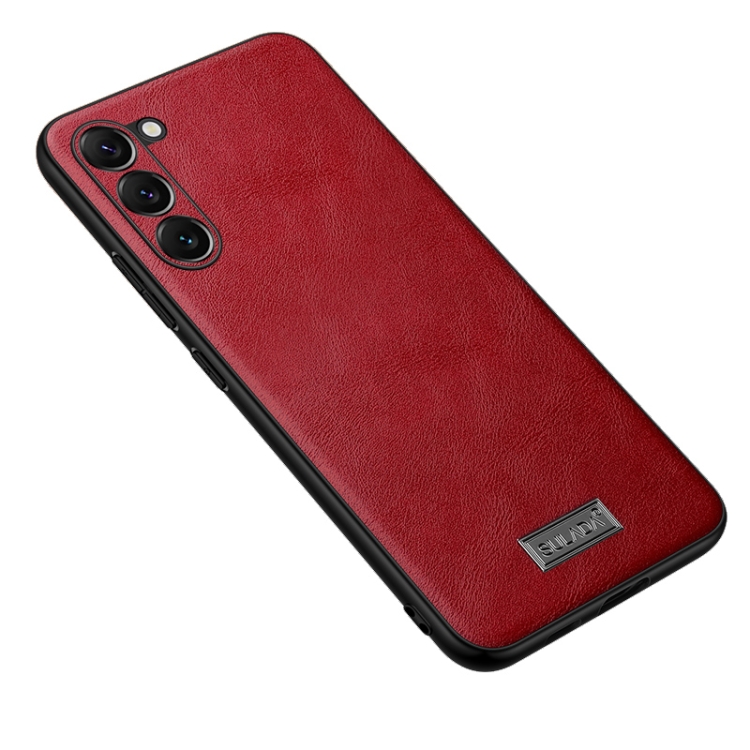 

For Samsung Galaxy S24+ 5G SULADA Shockproof TPU Hybrid Handmade Leather Phone Case(Red)