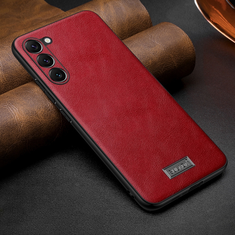 

For Samsung Galaxy S25+ 5G SULADA Shockproof TPU Hybrid Handmade Leather Phone Case(Red)