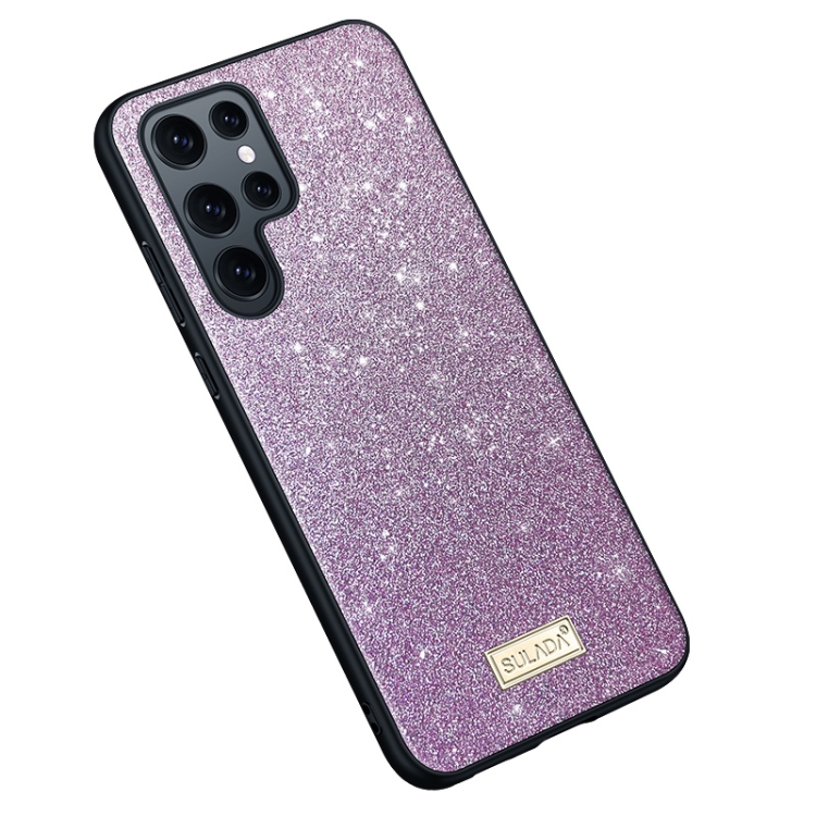 

For Samsung Galaxy S23 Ultra 5G SULADA Glittery TPU + Handmade Leather Phone Case(Purple)