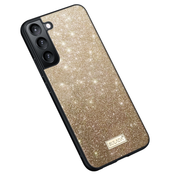 

For Samsung Galaxy S23+ 5G SULADA Glittery TPU + Handmade Leather Phone Case(Gold)