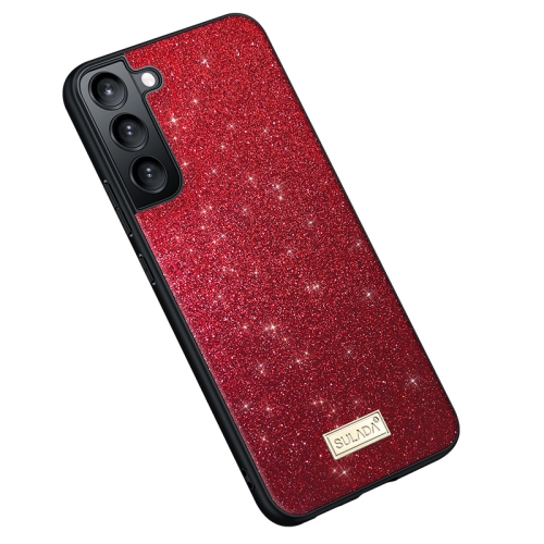 

For Samsung Galaxy S23 5G SULADA Glittery TPU + Handmade Leather Phone Case(Red)