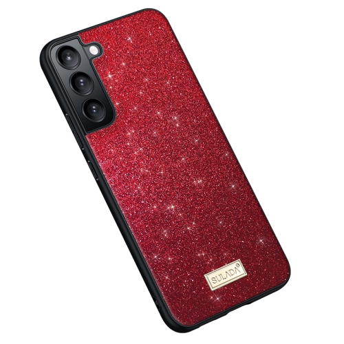 

For Samsung Galaxy S24+ 5G SULADA Glittery TPU + Handmade Leather Phone Case(Red)