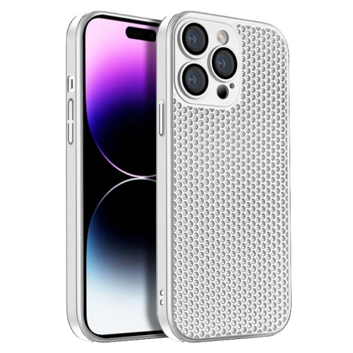 For iPhone 14 Pro Max Honeycomb Radiating PC Phone Case(White)