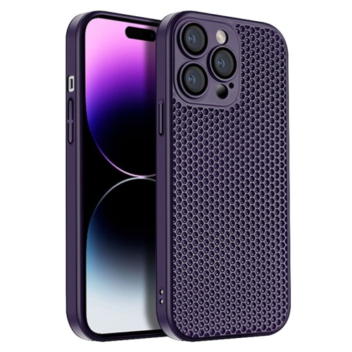 

For iPhone 14 Pro Honeycomb Radiating PC Phone Case(Purple)