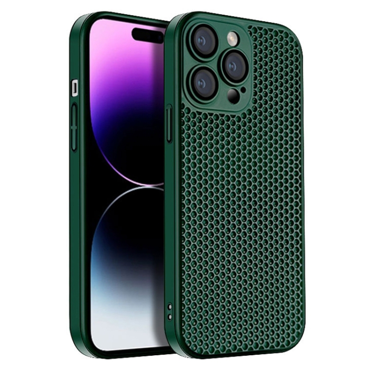 

For iPhone 14 Pro Honeycomb Radiating PC Phone Case(Green)