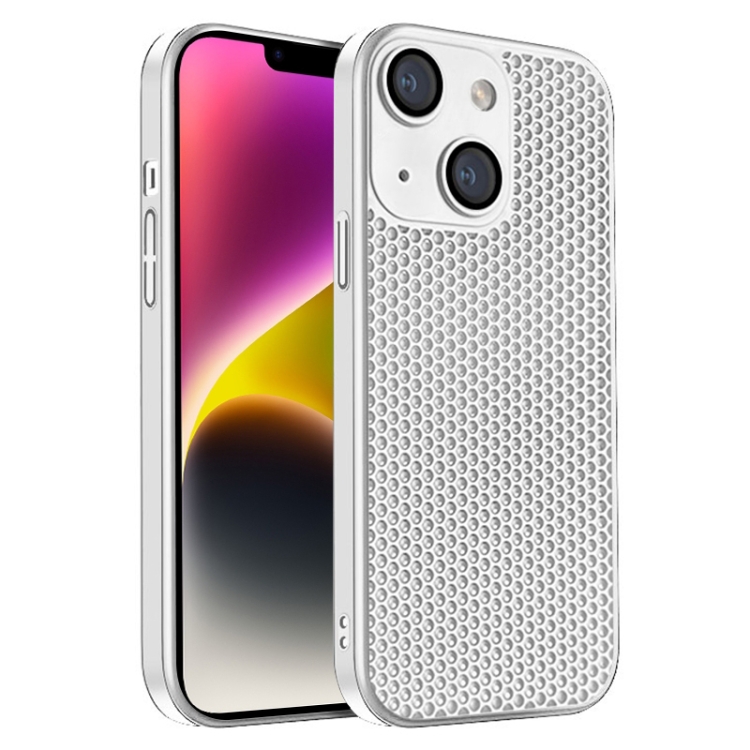 

For iPhone 14 Plus Honeycomb Radiating PC Phone Case(White)