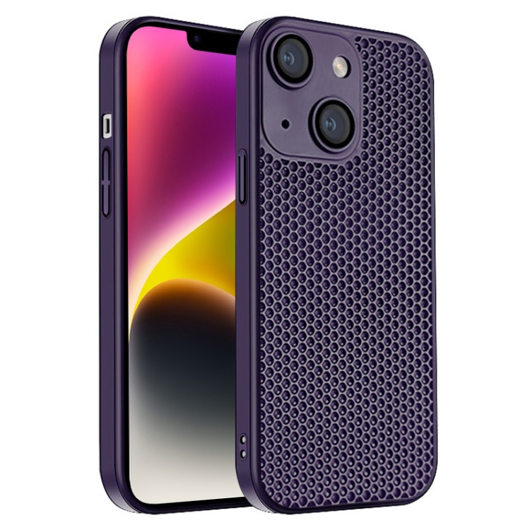 

For iPhone 14 Honeycomb Radiating PC Phone Case(Purple)