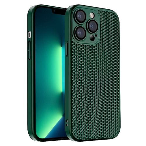 

For iPhone 13 Pro Max Honeycomb Radiating PC Phone Case(Green)