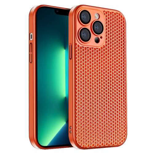 

For iPhone 13 Pro Max Honeycomb Radiating PC Phone Case(Orange)