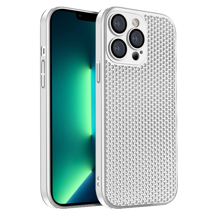 

For iPhone 13 Pro Max Honeycomb Radiating PC Phone Case(White)