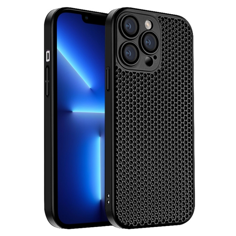

For iPhone 13 Pro Honeycomb Radiating PC Phone Case(Black)