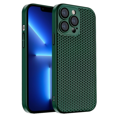 

For iPhone 13 Pro Honeycomb Radiating PC Phone Case(Green)