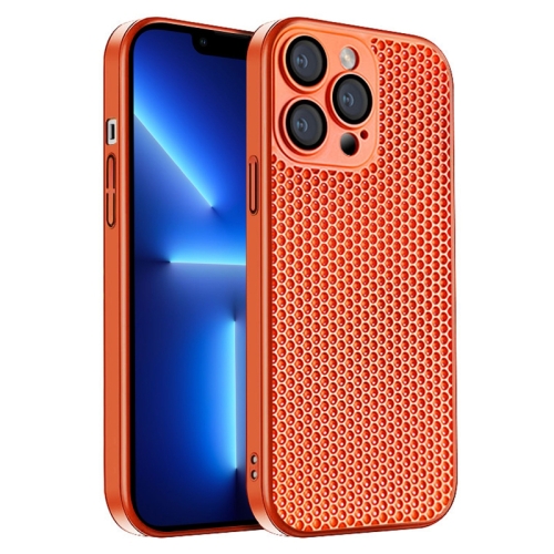 

For iPhone 13 Pro Honeycomb Radiating PC Phone Case(Orange)