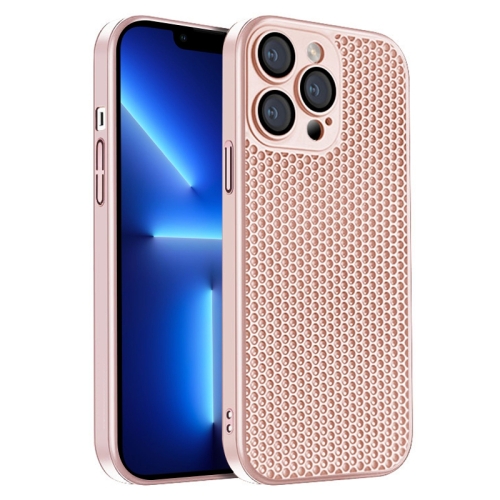 For iPhone 13 Pro Honeycomb Radiating PC Phone Case(Pink)