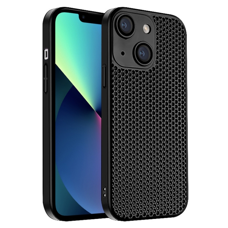 

For iPhone 13 Honeycomb Radiating PC Phone Case(Black)