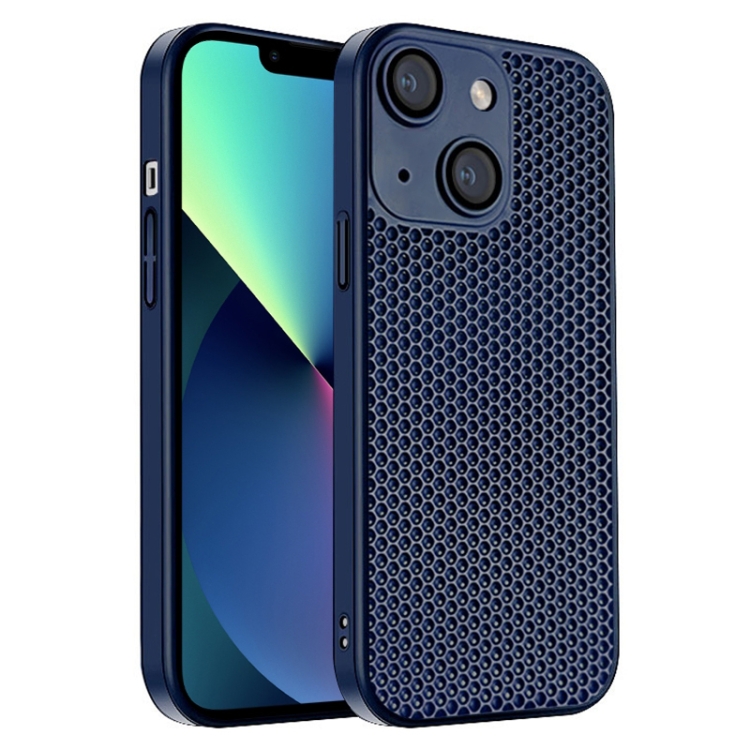 

For iPhone 13 Honeycomb Radiating PC Phone Case(Blue)