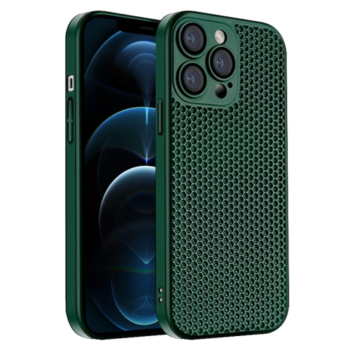 For iPhone 12 Pro Max Honeycomb Radiating PC Phone Case(Green)