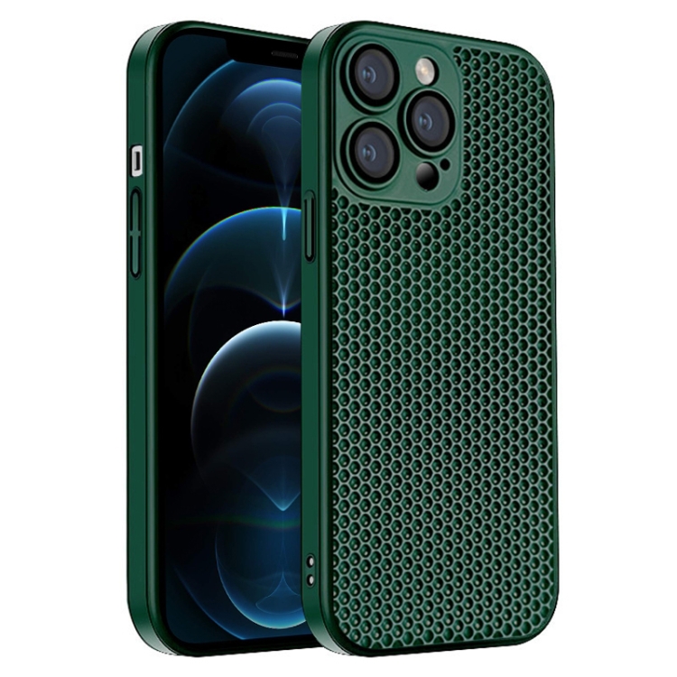 

For iPhone 12 Pro Honeycomb Radiating PC Phone Case(Green)