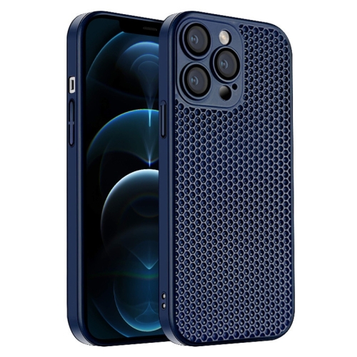 

For iPhone 12 Pro Honeycomb Radiating PC Phone Case(Blue)