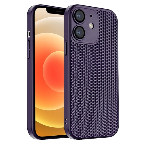 

For iPhone 12 Honeycomb Radiating PC Phone Case(Purple)