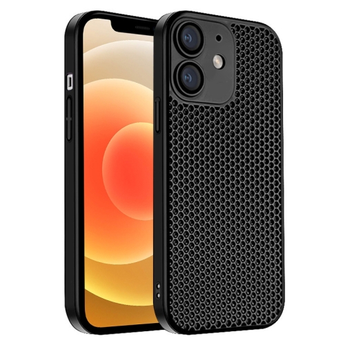

For iPhone 12 Honeycomb Radiating PC Phone Case(Black)