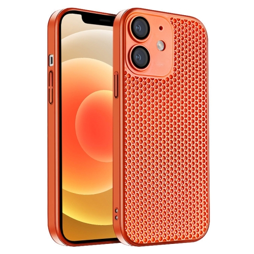 For iPhone 12 Honeycomb Radiating PC Phone Case(Orange) fishing towel microfiber towels boat gripper cut protection buckle bait for metal with catching miss puncture proof