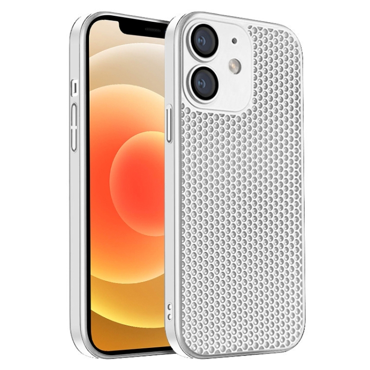 

For iPhone 12 Honeycomb Radiating PC Phone Case(White)