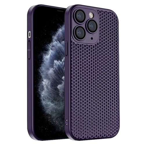 

For iPhone 11 Pro Max Honeycomb Radiating PC Phone Case(Purple)