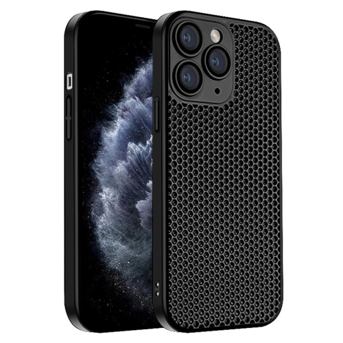 

For iPhone 11 Pro Max Honeycomb Radiating PC Phone Case(Black)