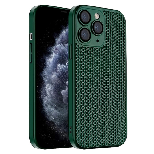 For iPhone 11 Pro Max Honeycomb Radiating PC Phone Case(Green)