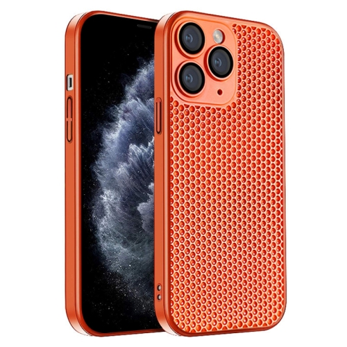

For iPhone 11 Pro Max Honeycomb Radiating PC Phone Case(Orange)
