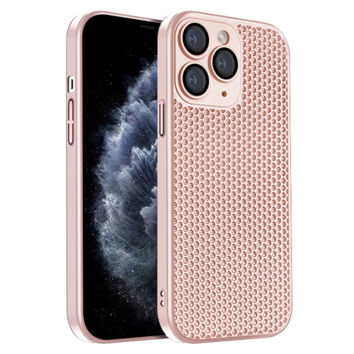 

For iPhone 11 Pro Max Honeycomb Radiating PC Phone Case(Pink)