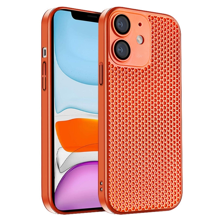 

For iPhone 11 Honeycomb Radiating PC Phone Case(Orange)