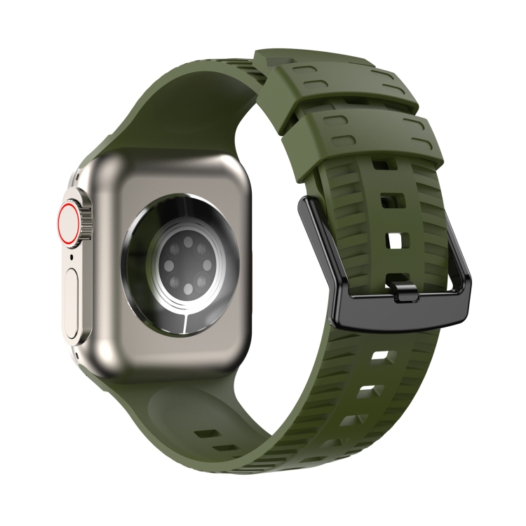 

Tire Texture Silicone Watch Band For Apple Watch 7 45mm(Army Green)