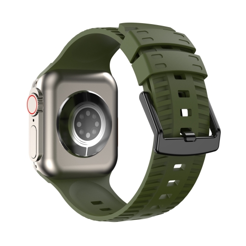 

Tire Texture Silicone Watch Band For Apple Watch SE 44mm(Army Green)