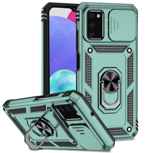 

For Samsung Galaxy A02s / A03s 164mm Sliding Camshield Holder Phone Case(Dark Green)