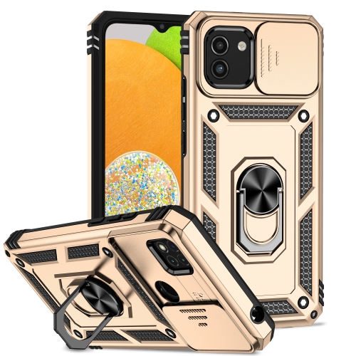 

For Samsung Galaxy A03 Sliding Camshield Holder Phone Case(Gold)