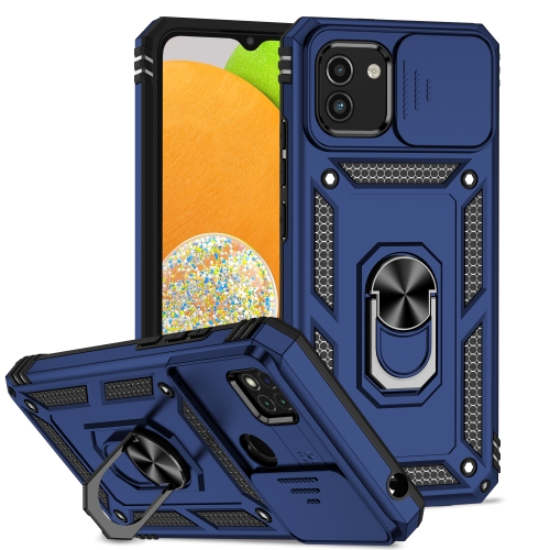 

For Samsung Galaxy A03 Sliding Camshield Holder Phone Case(Blue)