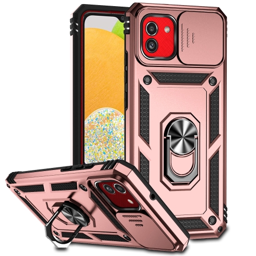 

For Samsung Galaxy A03 166mm Sliding Camshield Holder Phone Case(Rose Gold)