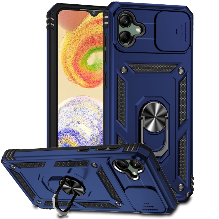

For Samsung Galaxy A04 Sliding Camshield Holder Phone Case(Blue)