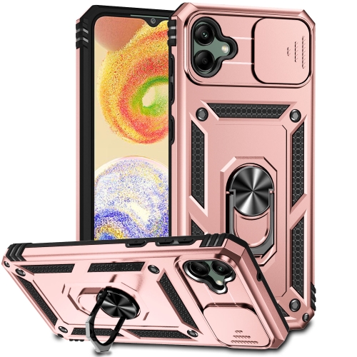 

For Samsung Galaxy A04 Sliding Camshield Holder Phone Case(Rose Gold)