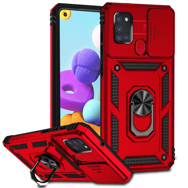 

For Samsung Galaxy A21s Sliding Camshield Holder Phone Case(Red)