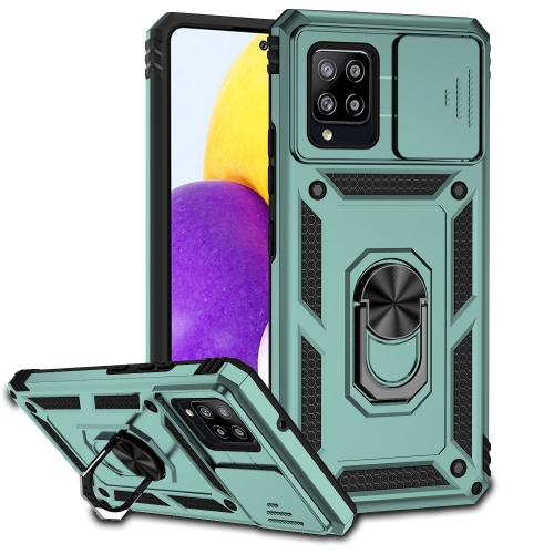 

For Samsung Galaxy A42 5G Sliding Camshield Holder Phone Case(Dark Green)