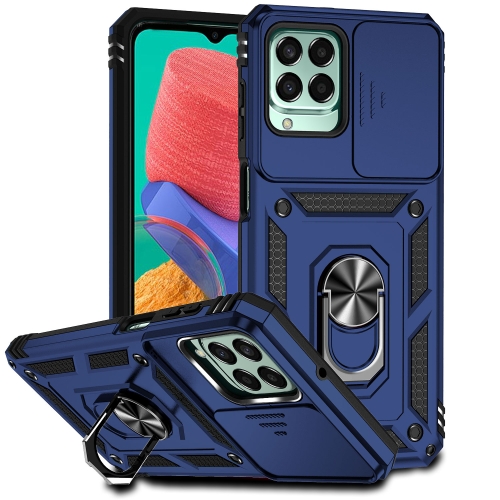 

For Samsung Galaxy M33 Sliding Camshield Holder Phone Case(Blue)