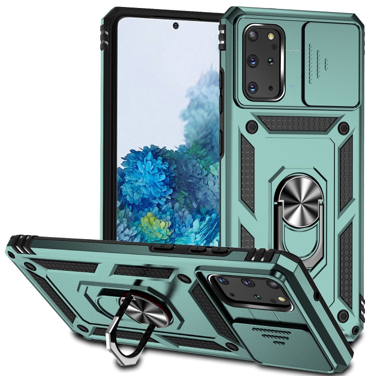 

For Samsung Galaxy S20+ Sliding Camshield Holder Phone Case(Dark Green)