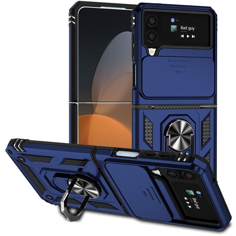 

For Samsung Galaxy Z Flip4 Sliding Camshield Holder Phone Case(Blue)
