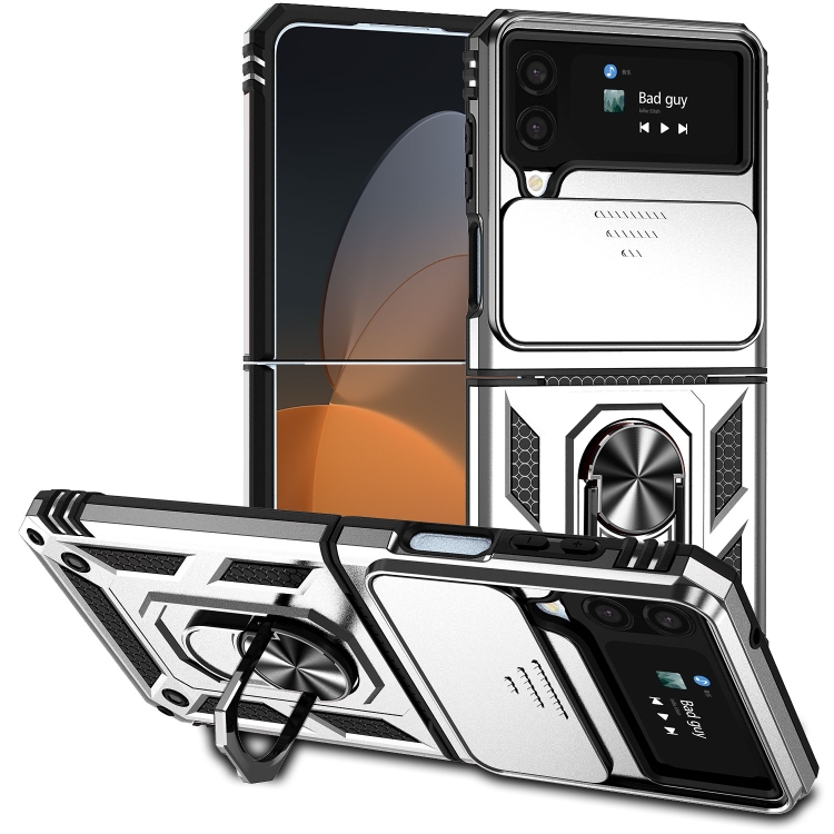 

For Samsung Galaxy Z Flip4 Sliding Camshield Holder Phone Case(Silver)